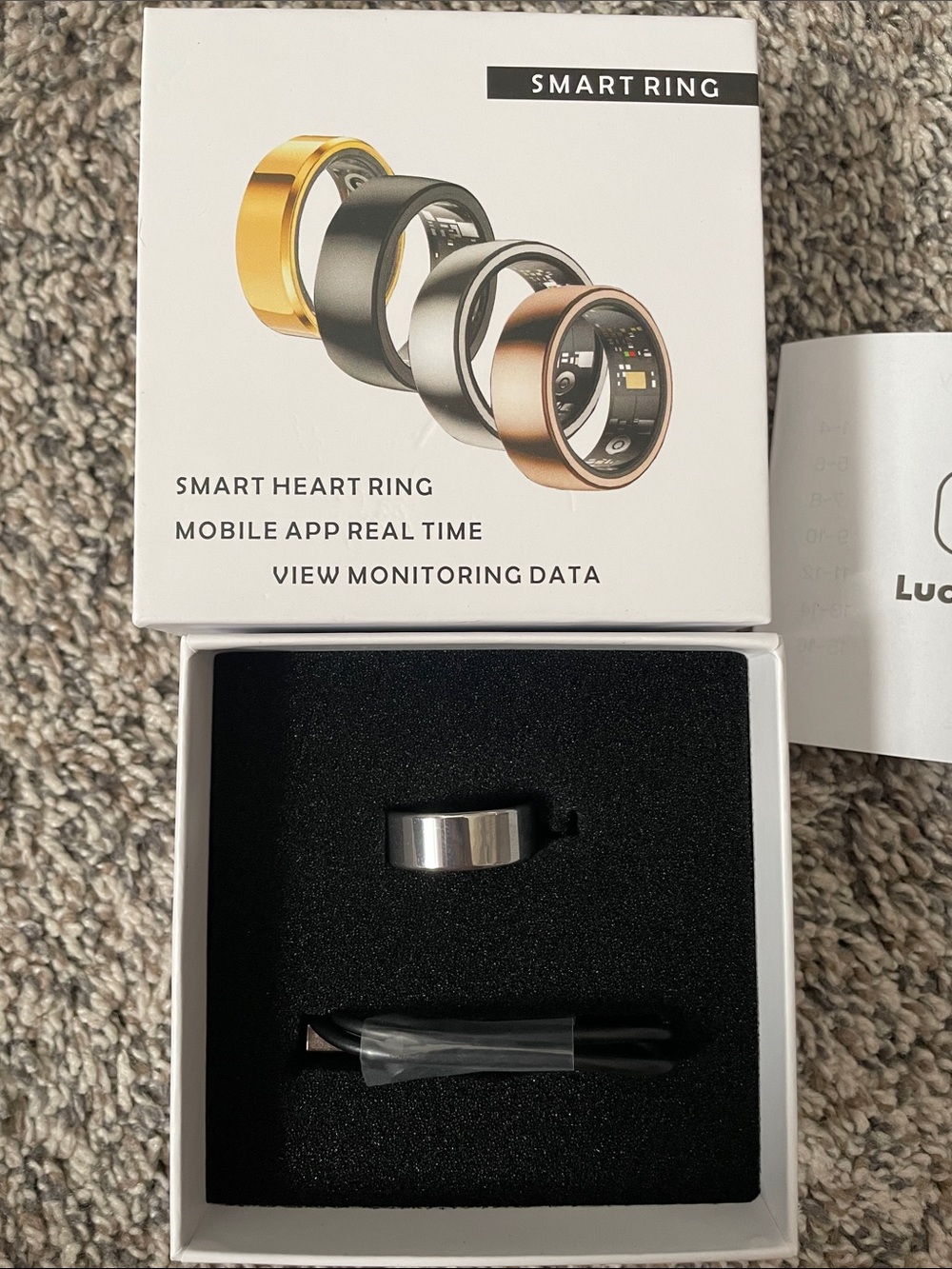 LuckRing Smart Health Ring Silver 9 NWT